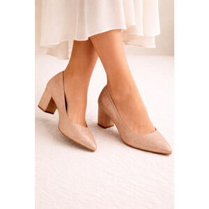 Dream Pairs Rose Gold Glitter Block Heels – Size 8